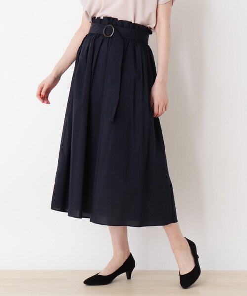 DRESKIP（ドレスキップ）の「◆ベルテッドタックフレアロングスカート（スカート・レディース・ダークオレンジ/ネイビー/サンドベージュ・02/03）」の3枚目の写真