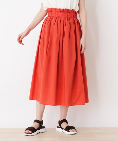 DRESKIP（ドレスキップ）の「◆ベルテッドタックフレアロングスカート（スカート・レディース・ダークオレンジ/ネイビー/サンドベージュ・02/03）」の10枚目の写真