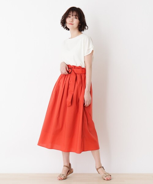 DRESKIP（ドレスキップ）の「◆ベルテッドタックフレアロングスカート（スカート・レディース・ダークオレンジ/ネイビー/サンドベージュ・02/03）」の11枚目の写真