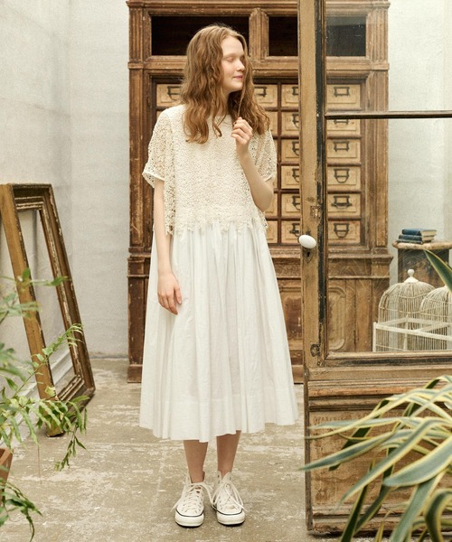 PUAL CE CIN（ピュアルセシン）の「ペーパー加工ワンピース（ワンピース・レディース・ホワイト/ブラック/ナチュラル・FREE）」の8枚目の写真