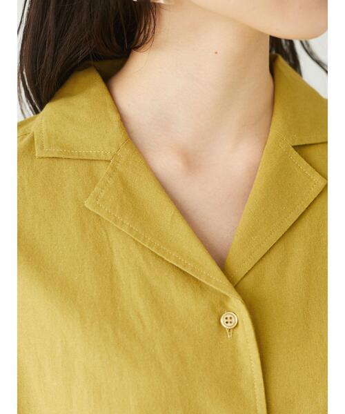 Green　Parks（グリーンパークス）の「ベルギーリネンブレンド　開襟ワンピース＊（ワンピース・レディース・オフホワイト/イエロー/カーキ・FREE）」の13枚目の写真