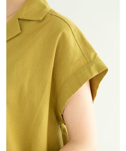 Green　Parks（グリーンパークス）の「ベルギーリネンブレンド　開襟ワンピース＊（ワンピース・レディース・オフホワイト/イエロー/カーキ・FREE）」の20枚目の写真