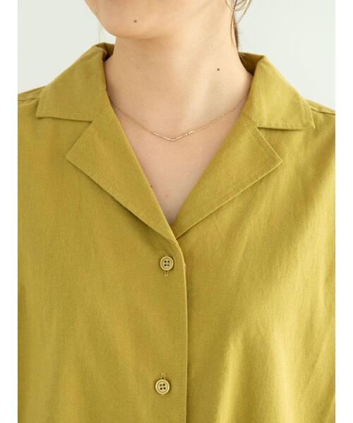 Green　Parks（グリーンパークス）の「ベルギーリネンブレンド　開襟ワンピース＊（ワンピース・レディース・オフホワイト/イエロー/カーキ・FREE）」の21枚目の写真
