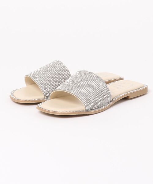 SUNNY ROOM（サニールーム）の「【スクエアトゥ】キラキラ☆ラインストーンフラットサンダル　1207（サンダル・レディース・シルバー/ブラック・M/L/S）」の2枚目の写真