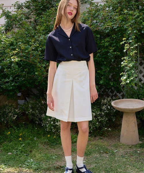 ANEDIT（アンエディット）の「【ANEDIT 】フロントタックスカート / Front Tuck skirt（スカート・レディース・ホワイト/ブラック・SMALL/MEDIUM）」の2枚目の写真