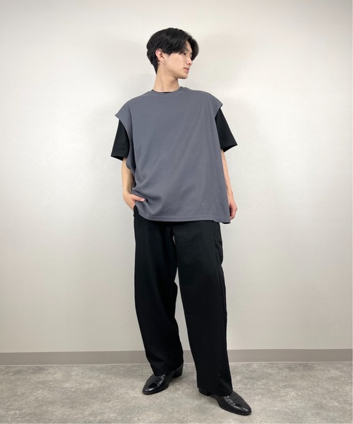 XU(エックスユー)の「【XU/エックスユー】waffle sleeveless tee/ワッフル スリーブレス Tシャツ(その他トップス・メンズ・チャコールグレー/ブラック・ONE SIZE)」の7枚目の写真