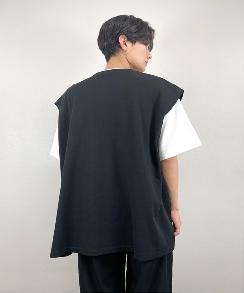 XU(エックスユー)の「【XU/エックスユー】waffle sleeveless tee/ワッフル スリーブレス Tシャツ(その他トップス・メンズ・チャコールグレー/ブラック・ONE SIZE)」の3枚目の写真