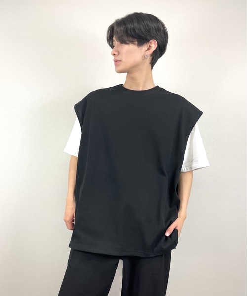 XU(エックスユー)の「【XU/エックスユー】waffle sleeveless tee/ワッフル スリーブレス Tシャツ(その他トップス・メンズ・チャコールグレー/ブラック・ONE SIZE)」の10枚目の写真