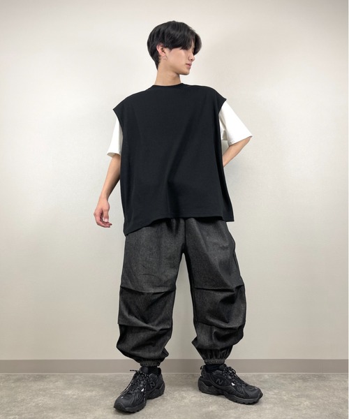 XU(エックスユー)の「【XU/エックスユー】waffle sleeveless tee/ワッフル スリーブレス Tシャツ(その他トップス・メンズ・チャコールグレー/ブラック・ONE SIZE)」の12枚目の写真