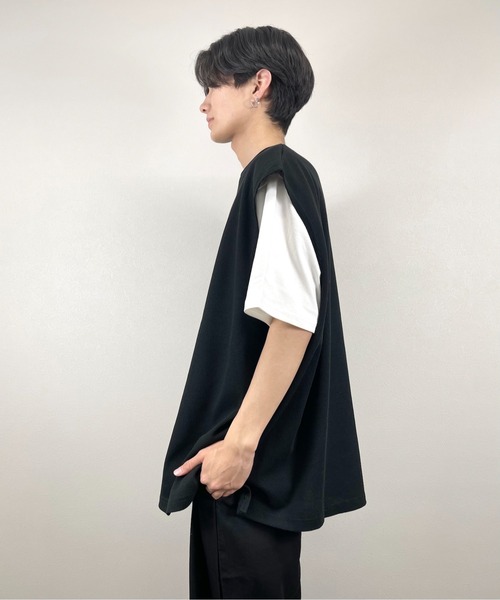 XU(エックスユー)の「【XU/エックスユー】waffle sleeveless tee/ワッフル スリーブレス Tシャツ(その他トップス・メンズ・チャコールグレー/ブラック・ONE SIZE)」の6枚目の写真