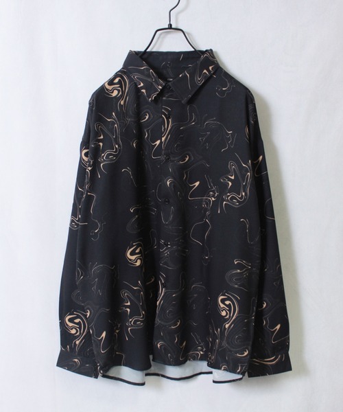 yield(イールド)の「【ciao】総柄 トロミ 長袖 ルーズシルエット ロングスリーブ オーバーサイズシャツ/柄シャツ 227-50(211-50)(シャツ/ブラウス・メンズ・ブルー/ブラウン/ブラック/キャメル/ブルー系2/ブラック系2/ホワイト/グレー/ベージュ系2/ダークブラウン/ブラック系3/ブラック系4/グレー系2/ブラウン系2/ブラウン系3/ブラウン系4/ベージュ/ホワイト系4/ホワイト系5/アイボリー/ブラック系8/ブラック系6/ブラック系7/ホワイト系2/グレー系3/ブラック系5/ネイビー/ホワイト系3/ライトグレー/グレー系4・M/L)」の11枚目の写真