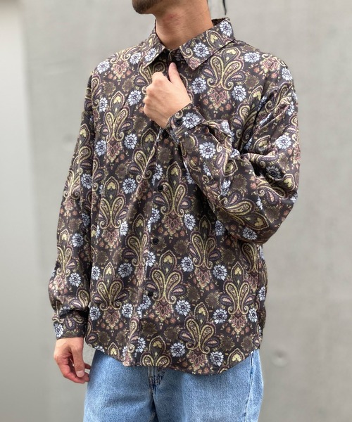 yield(イールド)の「【ciao】総柄 トロミ 長袖 ルーズシルエット ロングスリーブ オーバーサイズシャツ/柄シャツ 227-50(211-50)(シャツ/ブラウス・メンズ・ブルー/ブラウン/ブラック/キャメル/ブルー系2/ブラック系2/ホワイト/グレー/ベージュ系2/ダークブラウン/ブラック系3/ブラック系4/グレー系2/ブラウン系2/ブラウン系3/ブラウン系4/ベージュ/ホワイト系4/ホワイト系5/アイボリー/ブラック系8/ブラック系6/ブラック系7/ホワイト系2/グレー系3/ブラック系5/ネイビー/ホワイト系3/ライトグレー/グレー系4・M/L)」の14枚目の写真