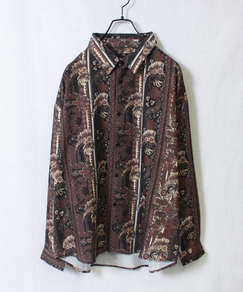 yield(イールド)の「【ciao】総柄 トロミ 長袖 ルーズシルエット ロングスリーブ オーバーサイズシャツ/柄シャツ 227-50(211-50)(シャツ/ブラウス・メンズ・ブルー/ブラウン/ブラック/キャメル/ブルー系2/ブラック系2/ホワイト/グレー/ベージュ系2/ダークブラウン/ブラック系3/ブラック系4/グレー系2/ブラウン系2/ブラウン系3/ブラウン系4/ベージュ/ホワイト系4/ホワイト系5/アイボリー/ブラック系8/ブラック系6/ブラック系7/ホワイト系2/グレー系3/ブラック系5/ネイビー/ホワイト系3/ライトグレー/グレー系4・M/L)」の21枚目の写真