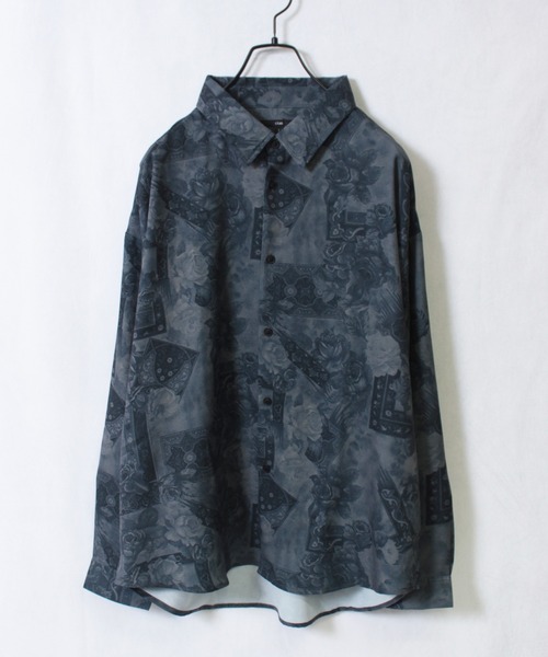 yield(イールド)の「【ciao】総柄 トロミ 長袖 ルーズシルエット ロングスリーブ オーバーサイズシャツ/柄シャツ 227-50(211-50)(シャツ/ブラウス・メンズ・ブルー/ブラウン/ブラック/キャメル/ブルー系2/ブラック系2/ホワイト/グレー/ベージュ系2/ダークブラウン/ブラック系3/ブラック系4/グレー系2/ブラウン系2/ブラウン系3/ブラウン系4/ベージュ/ホワイト系4/ホワイト系5/アイボリー/ブラック系8/ブラック系6/ブラック系7/ホワイト系2/グレー系3/ブラック系5/ネイビー/ホワイト系3/ライトグレー/グレー系4・M/L)」の17枚目の写真
