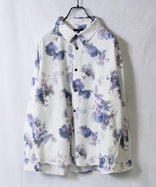 yield(イールド)の「【ciao】総柄 トロミ 長袖 ルーズシルエット ロングスリーブ オーバーサイズシャツ/柄シャツ 227-50(211-50)(シャツ/ブラウス・メンズ・ブルー/ブラウン/ブラック/キャメル/ブルー系2/ブラック系2/ホワイト/グレー/ベージュ系2/ダークブラウン/ブラック系3/ブラック系4/グレー系2/ブラウン系2/ブラウン系3/ブラウン系4/ベージュ/ホワイト系4/ホワイト系5/アイボリー/ブラック系8/ブラック系6/ブラック系7/ホワイト系2/グレー系3/ブラック系5/ネイビー/ホワイト系3/ライトグレー/グレー系4・M/L)」の2枚目の写真