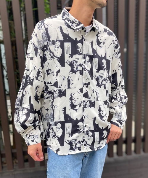 yield(イールド)の「【ciao】総柄 トロミ 長袖 ルーズシルエット ロングスリーブ オーバーサイズシャツ/柄シャツ 227-50(211-50)(シャツ/ブラウス・メンズ・ブルー/ブラウン/ブラック/キャメル/ブルー系2/ブラック系2/ホワイト/グレー/ベージュ系2/ダークブラウン/ブラック系3/ブラック系4/グレー系2/ブラウン系2/ブラウン系3/ブラウン系4/ベージュ/ホワイト系4/ホワイト系5/アイボリー/ブラック系8/ブラック系6/ブラック系7/ホワイト系2/グレー系3/ブラック系5/ネイビー/ホワイト系3/ライトグレー/グレー系4・M/L)」の3枚目の写真