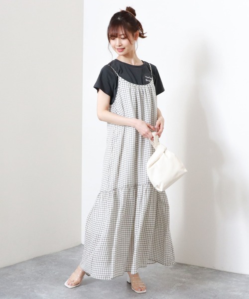 archives（アルシーヴ）の「チェックティアードキャミワンピース（ワンピース・レディース・オレンジ/グリーン/オフホワイト・MEDIUM）」の14枚目の写真