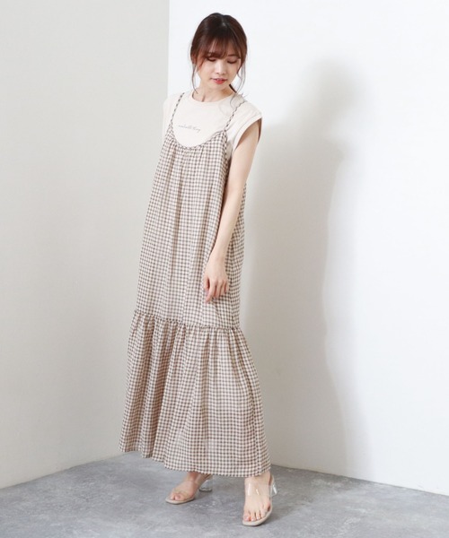 archives（アルシーヴ）の「チェックティアードキャミワンピース（ワンピース・レディース・オレンジ/グリーン/オフホワイト・MEDIUM）」の16枚目の写真