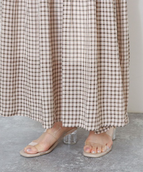 archives（アルシーヴ）の「チェックティアードキャミワンピース（ワンピース・レディース・オレンジ/グリーン/オフホワイト・MEDIUM）」の5枚目の写真