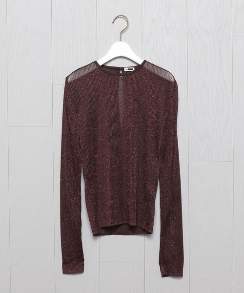 H　BEAUTY&YOUTH UNITED ARROWS（エイチビューティーアンドユースユナイテッドアローズ）の「＜H＞LAME PLEATED PULLOVER/ニット（ニット/セーター・レディース・ネイビー/ブラウン・FREE）」の2枚目の写真