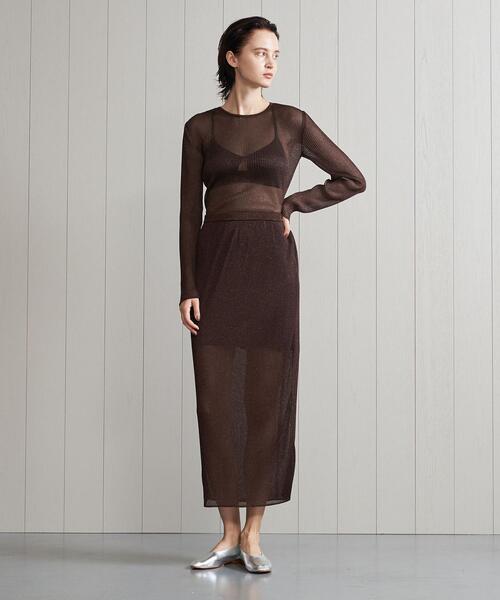 H　BEAUTY&YOUTH UNITED ARROWS（エイチビューティーアンドユースユナイテッドアローズ）の「＜H＞LAME PLEATED PULLOVER/ニット（ニット/セーター・レディース・ネイビー/ブラウン・FREE）」の3枚目の写真