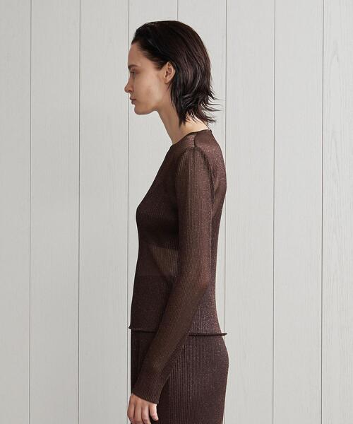 H　BEAUTY&YOUTH UNITED ARROWS（エイチビューティーアンドユースユナイテッドアローズ）の「＜H＞LAME PLEATED PULLOVER/ニット（ニット/セーター・レディース・ネイビー/ブラウン・FREE）」の5枚目の写真