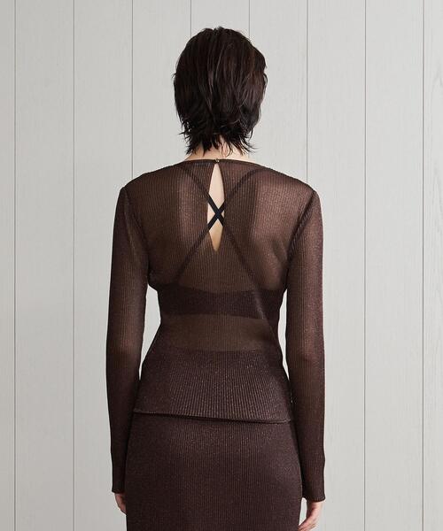 H　BEAUTY&YOUTH UNITED ARROWS（エイチビューティーアンドユースユナイテッドアローズ）の「＜H＞LAME PLEATED PULLOVER/ニット（ニット/セーター・レディース・ネイビー/ブラウン・FREE）」の6枚目の写真