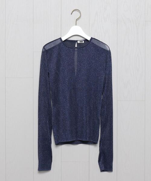 H　BEAUTY&YOUTH UNITED ARROWS（エイチビューティーアンドユースユナイテッドアローズ）の「＜H＞LAME PLEATED PULLOVER/ニット（ニット/セーター・レディース・ネイビー/ブラウン・FREE）」の7枚目の写真