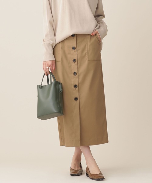 NANO universe(ナノユニバース)の「リンクルマジック フロント釦スカート(スカート・レディース・チャコール/ピンク系その他/ベージュ・36/38)」の1枚目の写真