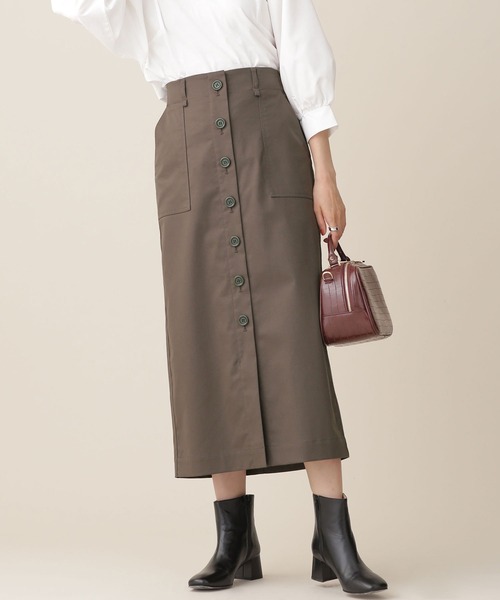 NANO universe(ナノユニバース)の「リンクルマジック フロント釦スカート(スカート・レディース・チャコール/ピンク系その他/ベージュ・36/38)」の2枚目の写真