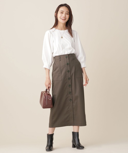 NANO universe(ナノユニバース)の「リンクルマジック フロント釦スカート(スカート・レディース・チャコール/ピンク系その他/ベージュ・36/38)」の16枚目の写真