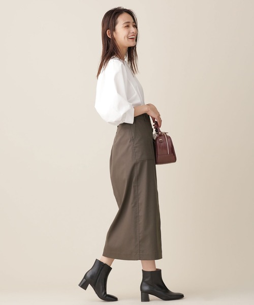 NANO universe(ナノユニバース)の「リンクルマジック フロント釦スカート(スカート・レディース・チャコール/ピンク系その他/ベージュ・36/38)」の4枚目の写真