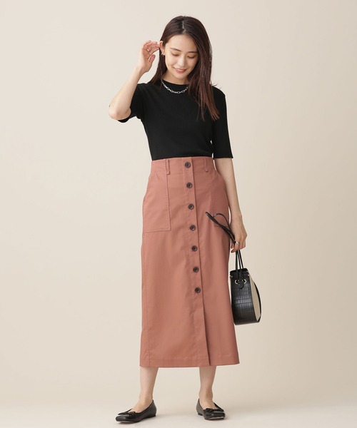 NANO universe(ナノユニバース)の「リンクルマジック フロント釦スカート(スカート・レディース・チャコール/ピンク系その他/ベージュ・36/38)」の7枚目の写真