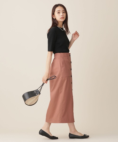 NANO universe(ナノユニバース)の「リンクルマジック フロント釦スカート(スカート・レディース・チャコール/ピンク系その他/ベージュ・36/38)」の5枚目の写真