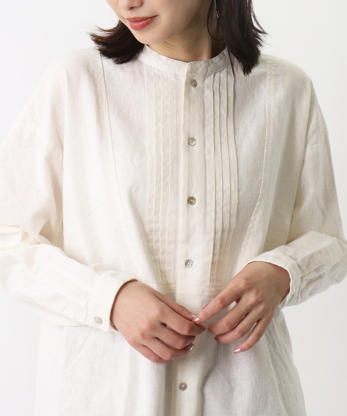 salle de bal(サルデバル)の「【 HEAVENLY / ヘヴンリー 】 コットン リネン ピンタックシャツ チュニック シャツ Brushed C/L Pintuck Shirt Tunic // HEAVENLY 2161022 DLW(シャツ/ブラウス・レディース・チャコールグレー/オフホワイト・FREE)」の1枚目の写真