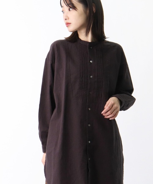 salle de bal(サルデバル)の「【 HEAVENLY / ヘヴンリー 】 コットン リネン ピンタックシャツ チュニック シャツ Brushed C/L Pintuck Shirt Tunic // HEAVENLY 2161022 DLW(シャツ/ブラウス・レディース・チャコールグレー/オフホワイト・FREE)」の2枚目の写真