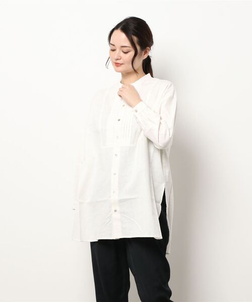 salle de bal(サルデバル)の「【 HEAVENLY / ヘヴンリー 】 コットン リネン ピンタックシャツ チュニック シャツ Brushed C/L Pintuck Shirt Tunic // HEAVENLY 2161022 DLW(シャツ/ブラウス・レディース・チャコールグレー/オフホワイト・FREE)」の5枚目の写真