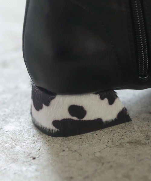 SESTO（セスト）の「スクエアトゥローヒールストレッチショートブーツ（ブーツ・レディース・ブラック/ダークブラウン/アイボリー/ブラック系その他・LL/3L/S/M/L）」の22枚目の写真