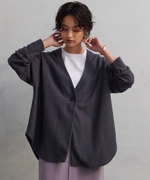 OMNES | ウールタッチリブニットソー裾ラウンドカーディガン(カーディガン/ボレロ)