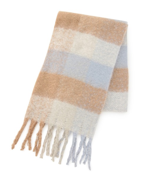 ROPE' PICNIC（ロペピクニック）の「【WEB限定カラー:オレンジ】バルキーフリンジチェックストール（ストール/ショール・レディース・ブルー系その他4/オレンジ系その他/ピンク系その他2/ブラック系その他・FREE）」の6枚目の写真