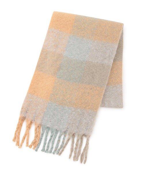ROPE' PICNIC（ロペピクニック）の「【WEB限定カラー:オレンジ】バルキーフリンジチェックストール（ストール/ショール・レディース・ブルー系その他4/オレンジ系その他/ピンク系その他2/ブラック系その他・FREE）」の9枚目の写真