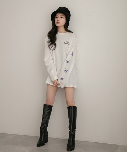 ANDGEEBEE(アンジービー)の「UNISEX バタフライロンT(Tシャツ/カットソー・レディース・ブラック/ホワイト・MEDIUM)」の7枚目の写真