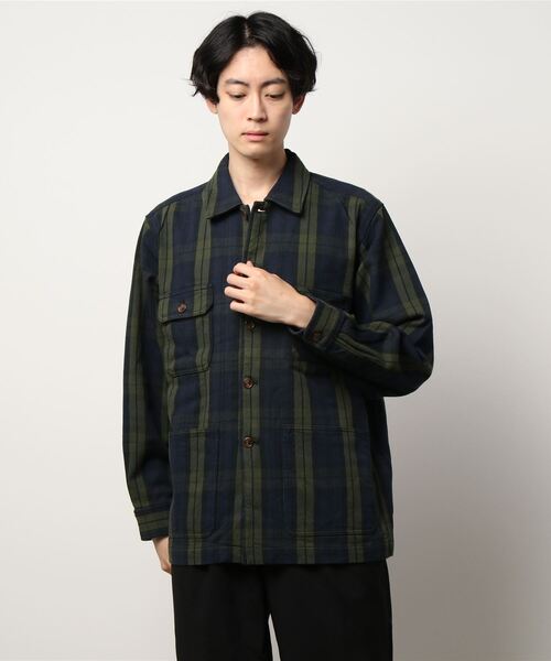 HOUSTON(ヒューストン)の「【HOUSTON】UK CHECK RAISED COVERALL(カバーオール・メンズ・ブラウン/グリーン/ネイビー・MEDIUM/X-LARGE/LARGE)」の2枚目の写真