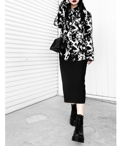 LVEU.（ラブユ.）の「Monotone pattern shirt / モノトーン柄シャツ(Ai select)（シャツ/ブラウス・レディース・ブラック・FREE）」の8枚目の写真