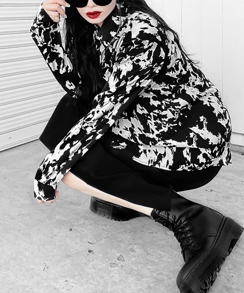 LVEU.（ラブユ.）の「Monotone pattern shirt / モノトーン柄シャツ(Ai select)（シャツ/ブラウス・レディース・ブラック・FREE）」の10枚目の写真