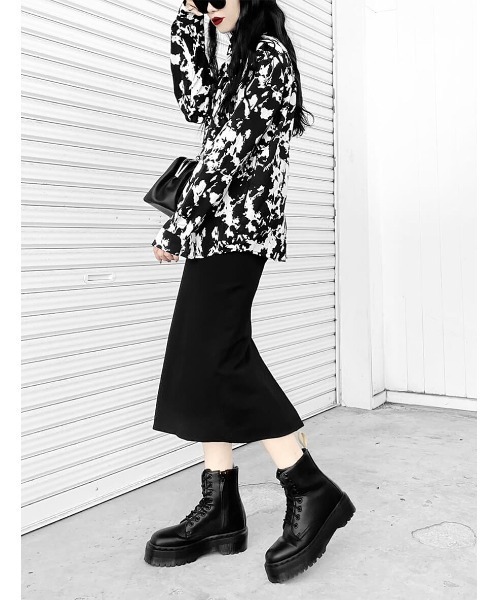 LVEU.（ラブユ.）の「Monotone pattern shirt / モノトーン柄シャツ(Ai select)（シャツ/ブラウス・レディース・ブラック・FREE）」の3枚目の写真