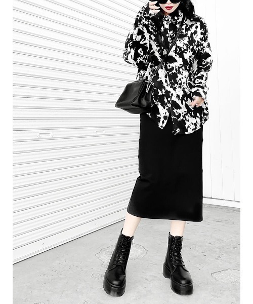 LVEU.（ラブユ.）の「Monotone pattern shirt / モノトーン柄シャツ(Ai select)（シャツ/ブラウス・レディース・ブラック・FREE）」の6枚目の写真