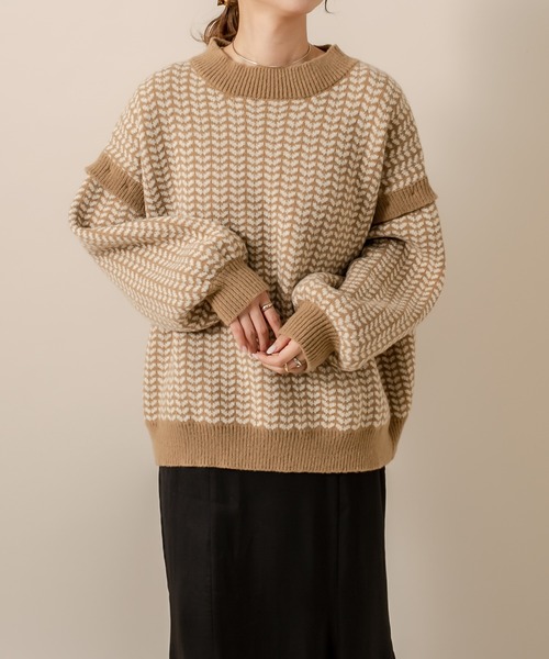 mline（エムライン）の「[mline] WEB限定 2WAYジャガードニット（ニット/セーター・レディース・ブラック/オリーブ・FREE）」の20枚目の写真