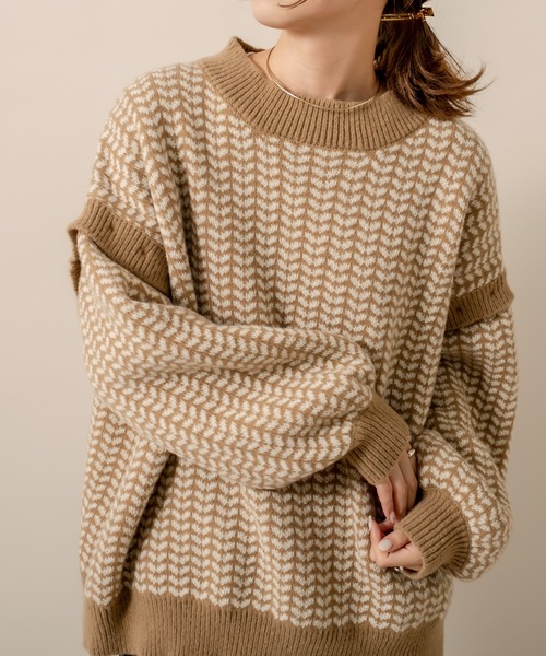 mline（エムライン）の「[mline] WEB限定 2WAYジャガードニット（ニット/セーター・レディース・ブラック/オリーブ・FREE）」の14枚目の写真