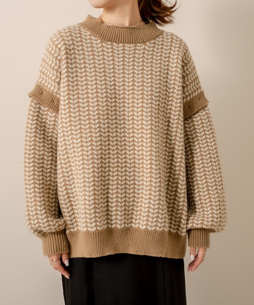 mline（エムライン）の「[mline] WEB限定 2WAYジャガードニット（ニット/セーター・レディース・ブラック/オリーブ・FREE）」の16枚目の写真